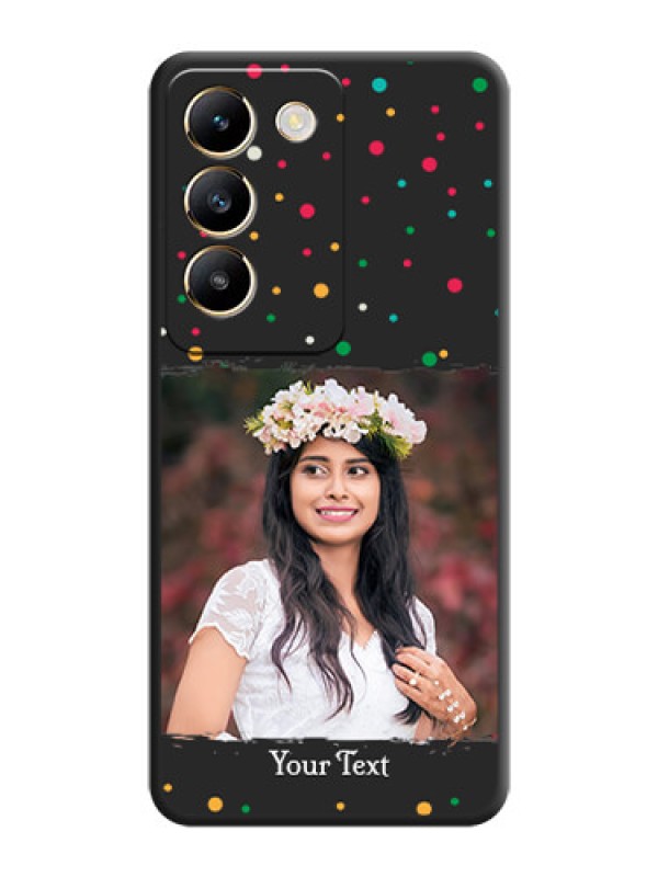 Custom Multicolor Dotted Pattern with Text on Space Black Custom Soft Matte Phone Back Cover - Vivo T3 5G