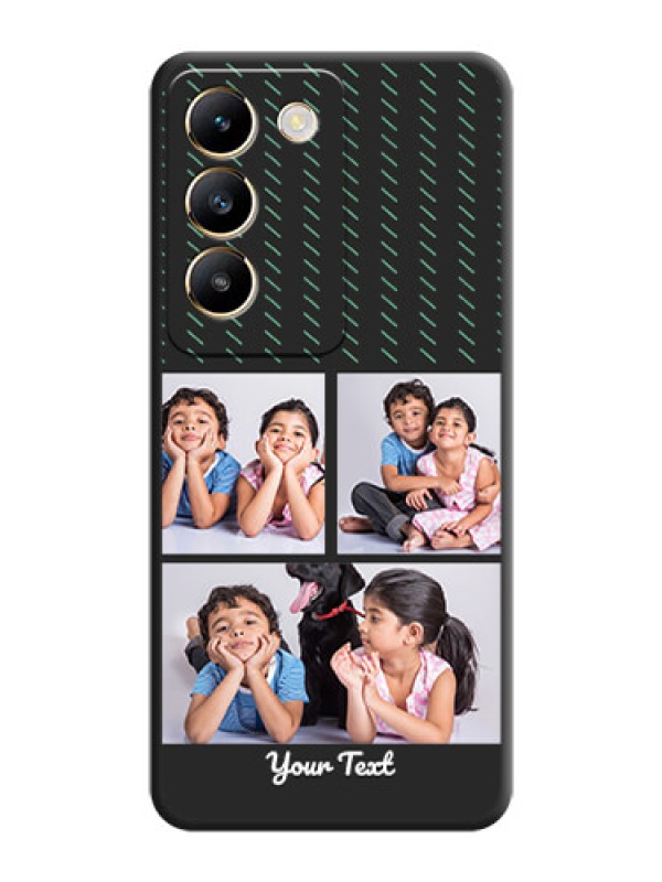 Custom Cross Dotted Pattern with 2 Image Holder on Personalised Space Black Soft Matte Cases - Vivo T3 5G