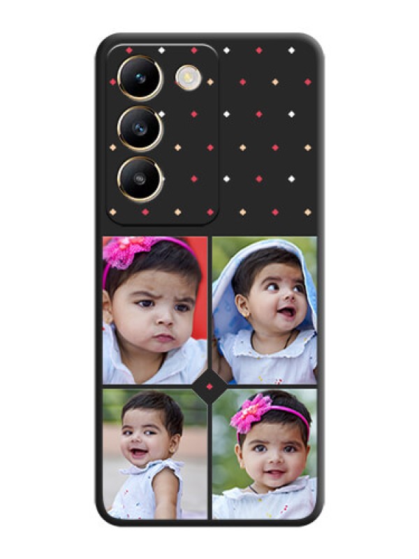 Custom Multicolor Dotted Pattern with 4 Image Holder on Space Black Custom Soft Matte Phone Cases - Vivo T3 5G