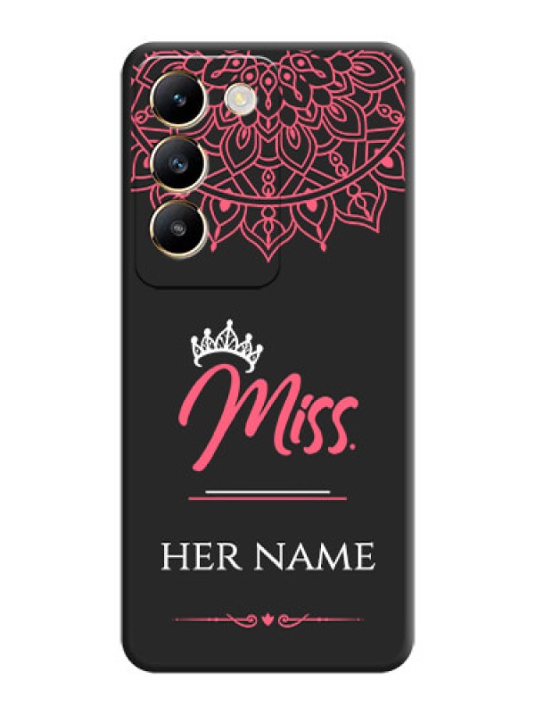 Custom Mrs Name with Floral Design on Space Black Personalized Soft Matte Phone Covers - Vivo T3 5G