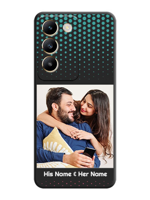 Custom Faded Dots with Grunge Photo Frame and Text on Space Black Custom Soft Matte Phone Cases - Vivo T3 5G