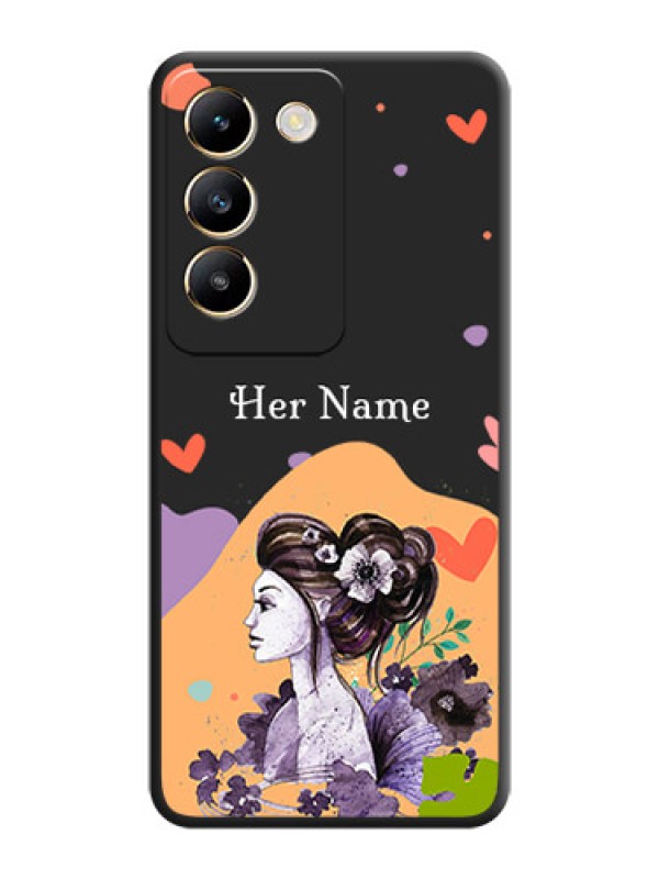 Custom Namecase For Her With Fancy Lady Image On Space Black Personalized Soft Matte Phone Covers - Vivo T3 5G