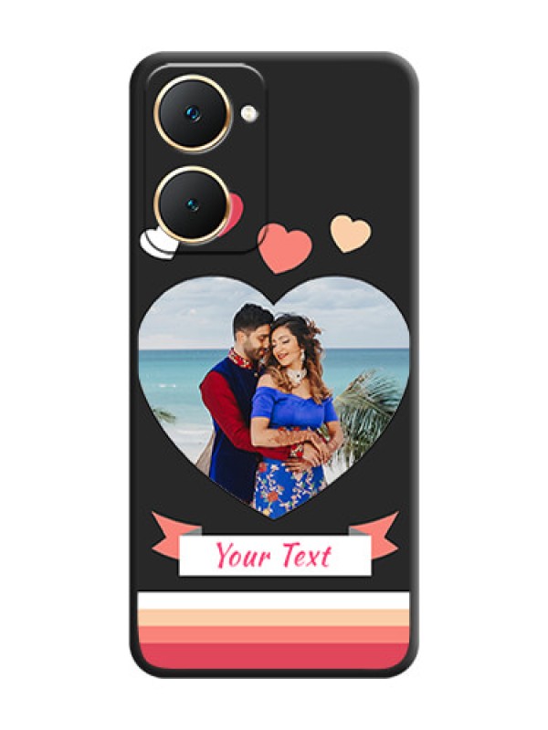 Custom Love Shaped Photo with Colorful Stripes On Space Black Custom Soft Matte Mobile Back Cover - Vivo T3 Lite 5G