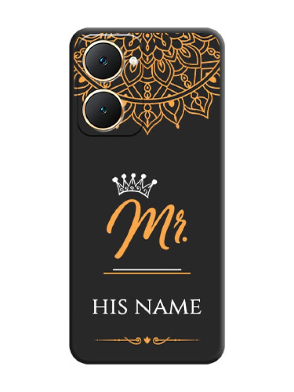 Custom Mr Name with Floral Design On Space Black Custom Soft Matte Mobile Back Cover - Vivo T3 Lite 5G