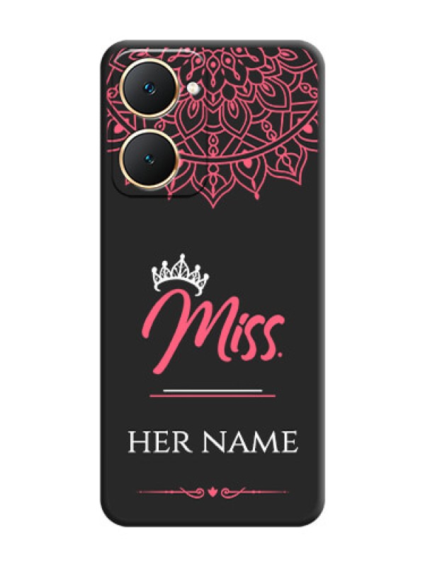 Custom Mrs Name with Floral Design On Space Black Custom Soft Matte Mobile Back Cover - Vivo T3 Lite 5G