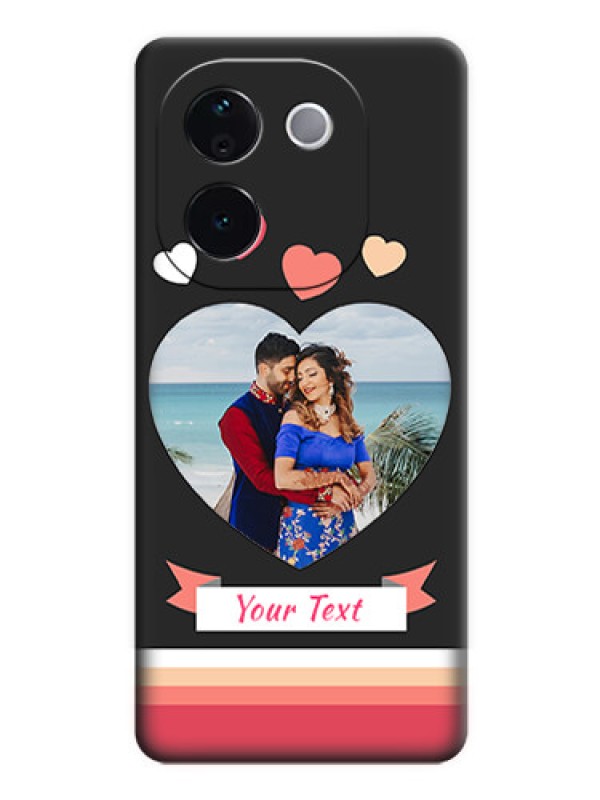 Custom Love Shaped Photo with Colorful Stripes On Space Black Custom Soft Matte Mobile Back Cover - Vivo T3 Pro 5G