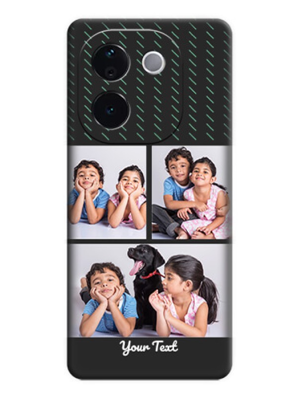 Custom Cross Dotted Pattern with 2 Image Holder On Space Black Custom Soft Matte Mobile Back Cover - Vivo T3 Pro 5G