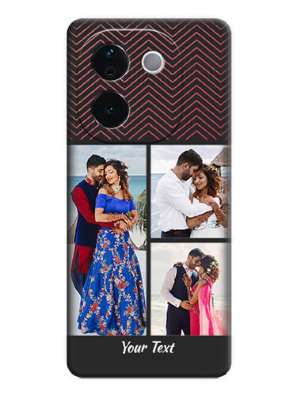 Custom Wave Pattern with 3 Image Holder On Space Black Custom Soft Matte Mobile Back Cover - Vivo T3 Pro 5G