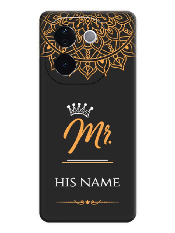 Custom Mr Name with Floral Design On Space Black Custom Soft Matte Mobile Back Cover - Vivo T3 Pro 5G