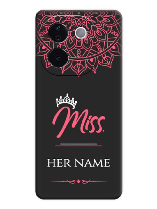 Custom Mrs Name with Floral Design On Space Black Custom Soft Matte Mobile Back Cover - Vivo T3 Pro 5G