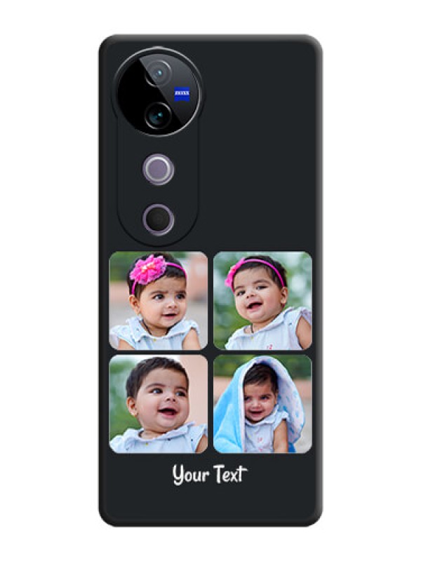 Custom Floral Art with 6 Image Holder on Photo On Space Black Custom Soft Matte Mobile Back Cover - Vivo T3 Ultra