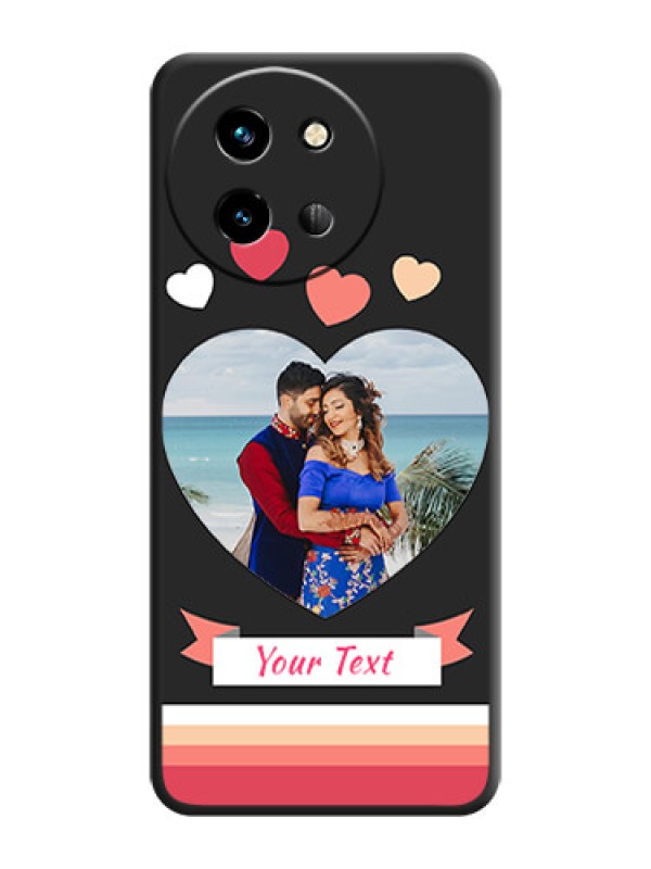 Custom Love Shaped Photo with Colorful Stripes On Space Black Custom Soft Matte Mobile Back Cover - Vivo T3X 5G