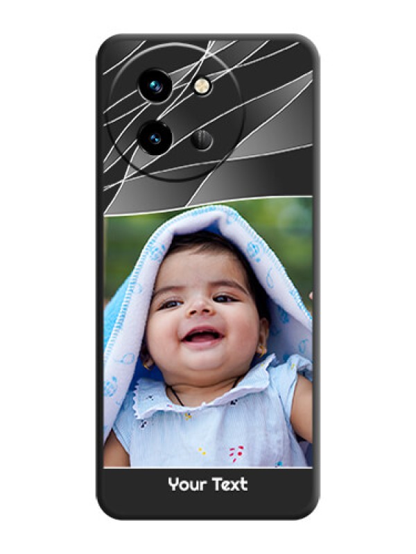 Custom Mixed Wave Lines on Photo On Space Black Custom Soft Matte Mobile Back Cover - Vivo T3X 5G