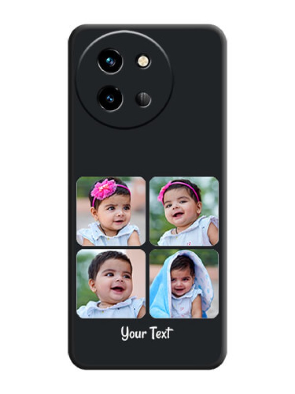 Custom Floral Art with 6 Image Holder on Photo On Space Black Custom Soft Matte Mobile Back Cover - Vivo T3X 5G