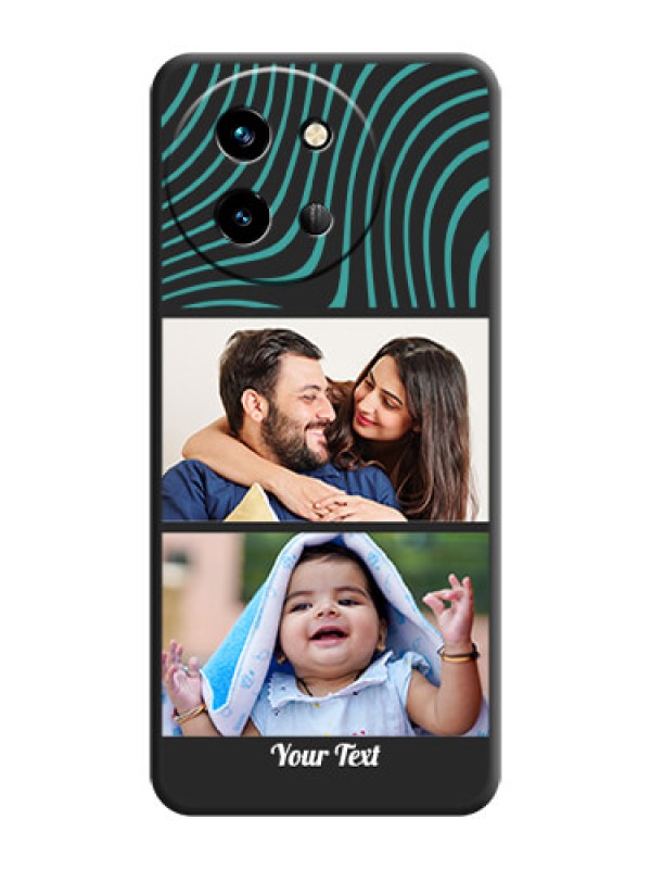 Custom Wave Pattern with 2 Image Holder On Space Black Custom Soft Matte Mobile Back Cover - Vivo T3X 5G