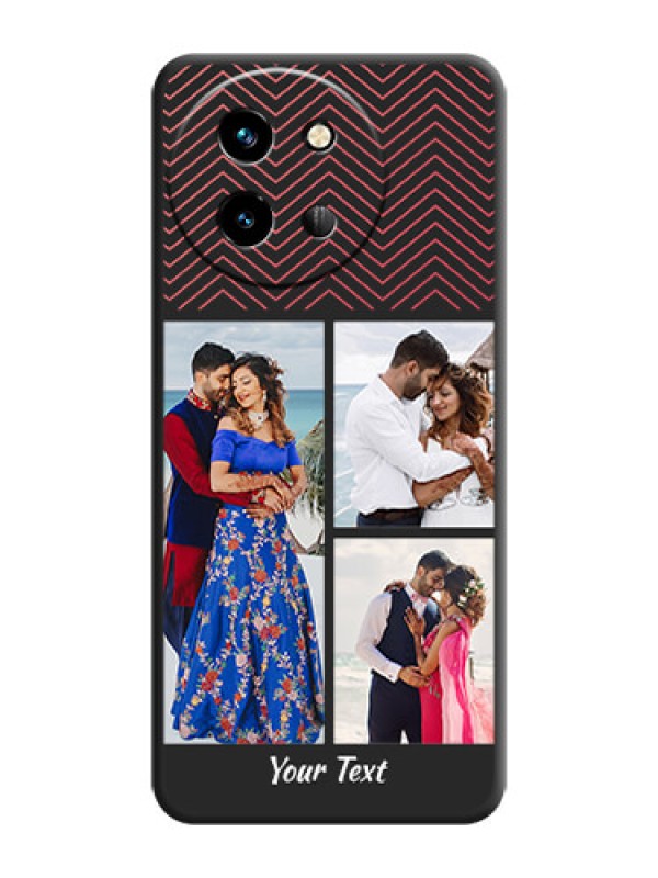 Custom Wave Pattern with 3 Image Holder On Space Black Custom Soft Matte Mobile Back Cover - Vivo T3X 5G