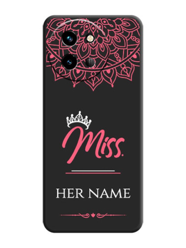 Custom Mrs Name with Floral Design On Space Black Custom Soft Matte Mobile Back Cover - Vivo T3X 5G