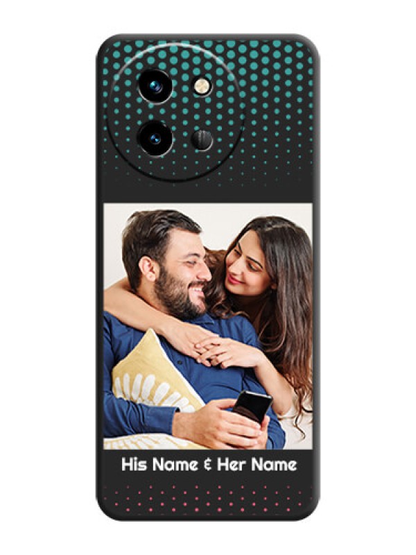 Custom Faded Dots with Grunge Photo Frame and Text On Space Black Custom Soft Matte Mobile Back Cover - Vivo T3X 5G