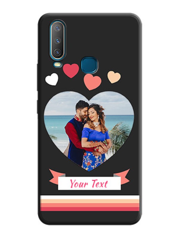 Custom Love Shaped Photo with Colorful Stripes on Personalised Space Black Soft Matte Cases - Vivo U10