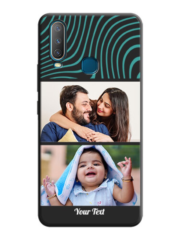 Custom Wave Pattern with 2 Image Holder on Space Black Personalized Soft Matte Phone Covers - Vivo U10