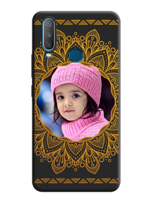 Custom Round Image with Floral Design - Photo on Space Black Soft Matte Mobile Cover - Vivo U10