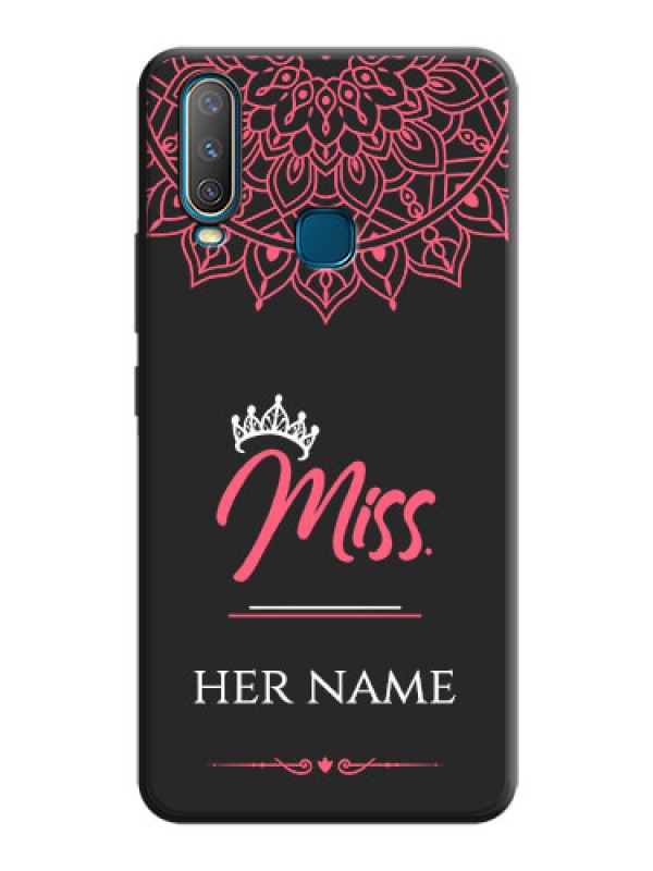 Custom Mrs Name with Floral Design on Space Black Personalized Soft Matte Phone Covers - Vivo U10