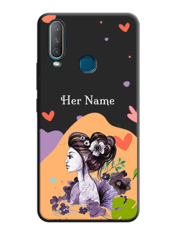 Custom Namecase For Her With Fancy Lady Image On Space Black Personalized Soft Matte Phone Covers -Vivo U10