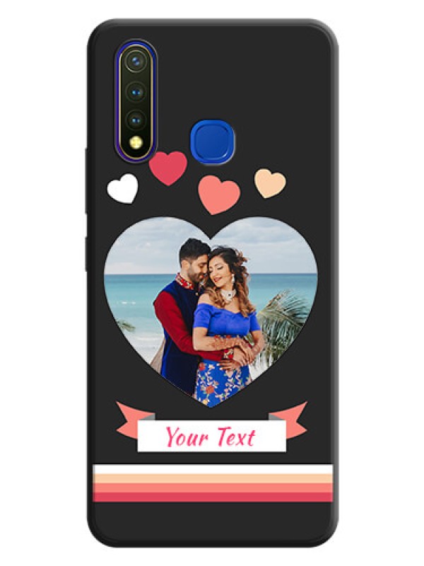 Custom Love Shaped Photo with Colorful Stripes on Personalised Space Black Soft Matte Cases - Vivo U20