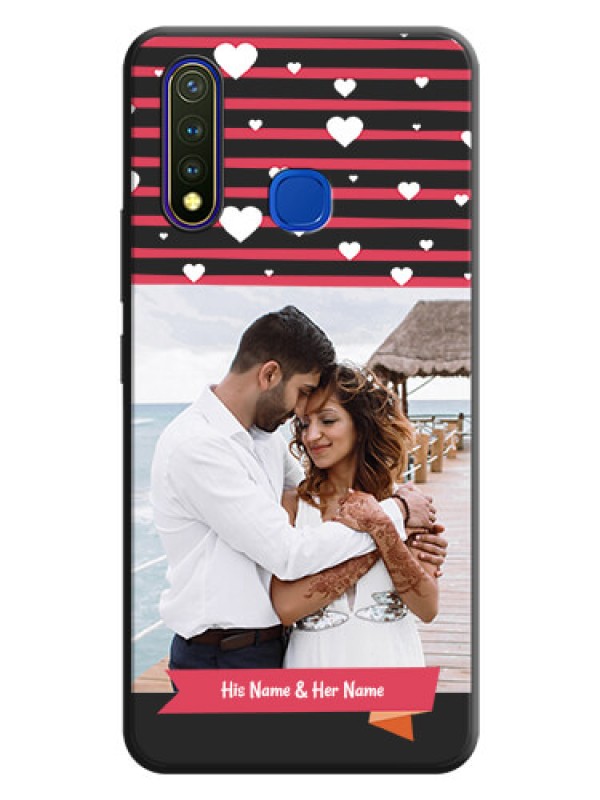 Custom White Color Love Symbols with Pink Lines Pattern on Space Black Custom Soft Matte Phone Cases - Vivo U20