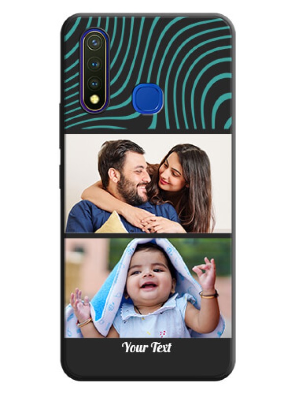 Custom Wave Pattern with 2 Image Holder on Space Black Personalized Soft Matte Phone Covers - Vivo U20