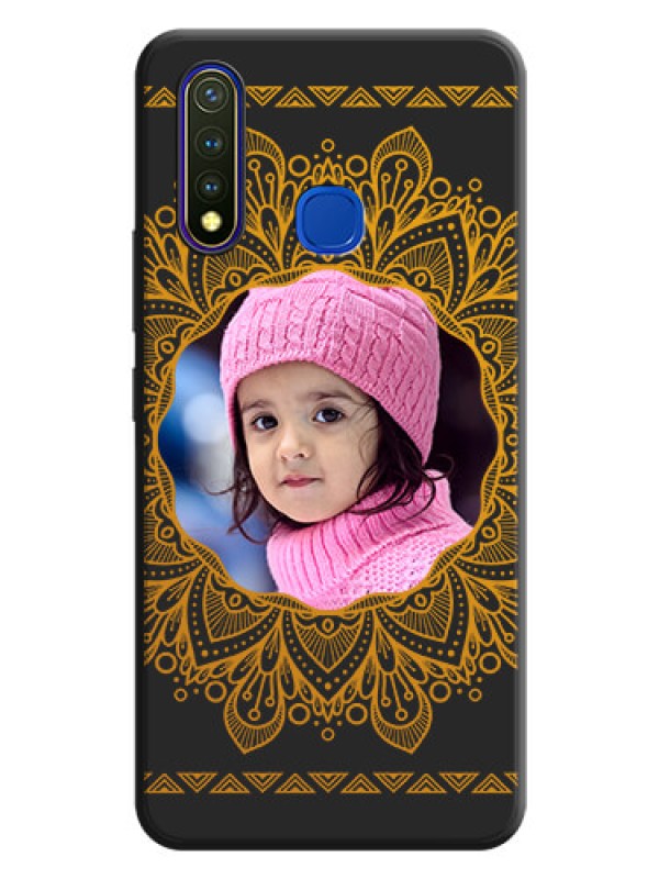 Custom Round Image with Floral Design - Photo on Space Black Soft Matte Mobile Cover - Vivo U20