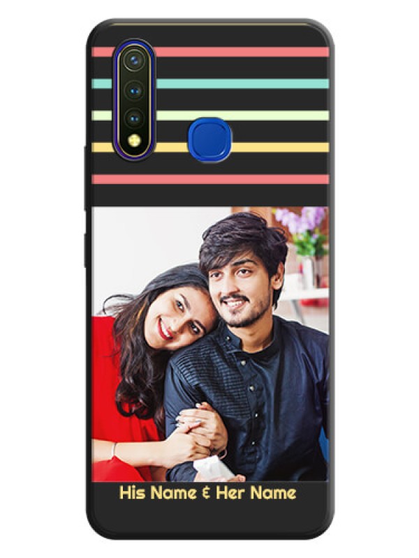 Custom Color Stripes with Photo and Text - Photo on Space Black Soft Matte Mobile Case - Vivo U20