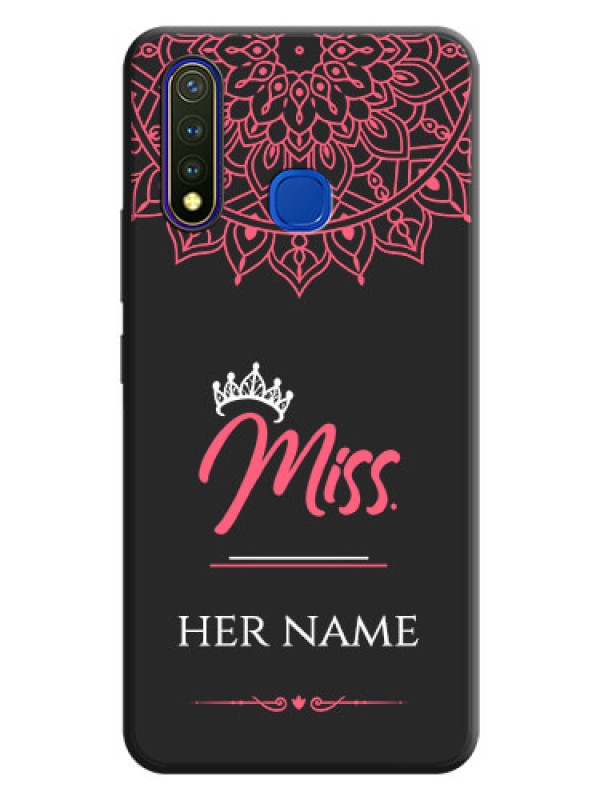 Custom Mrs Name with Floral Design on Space Black Personalized Soft Matte Phone Covers - Vivo U20