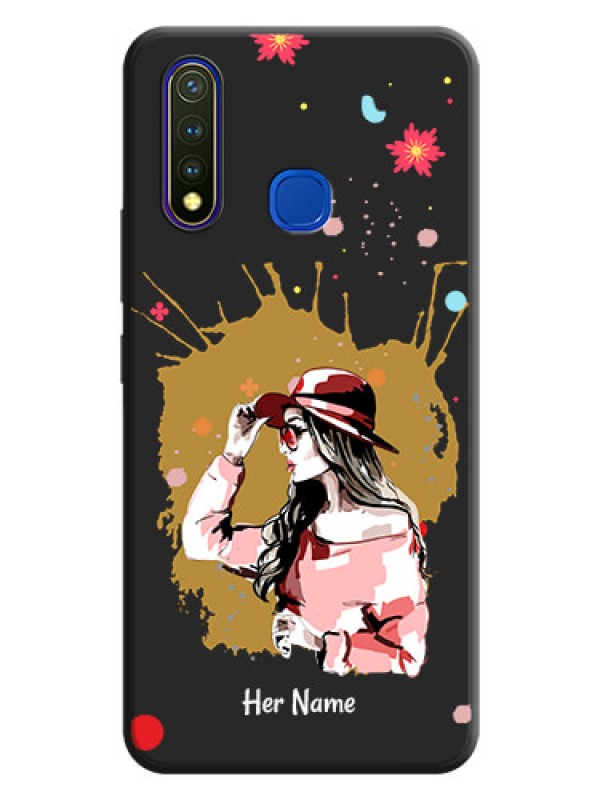 Custom Mordern Lady With Color Splash Background With Custom Text On Space Black Personalized Soft Matte Phone Covers -Vivo U20