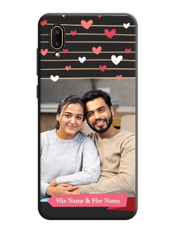 Custom Love Pattern with Name on Pink Ribbon  on Photo on Space Black Soft Matte Back Cover - Vivo V11 Pro