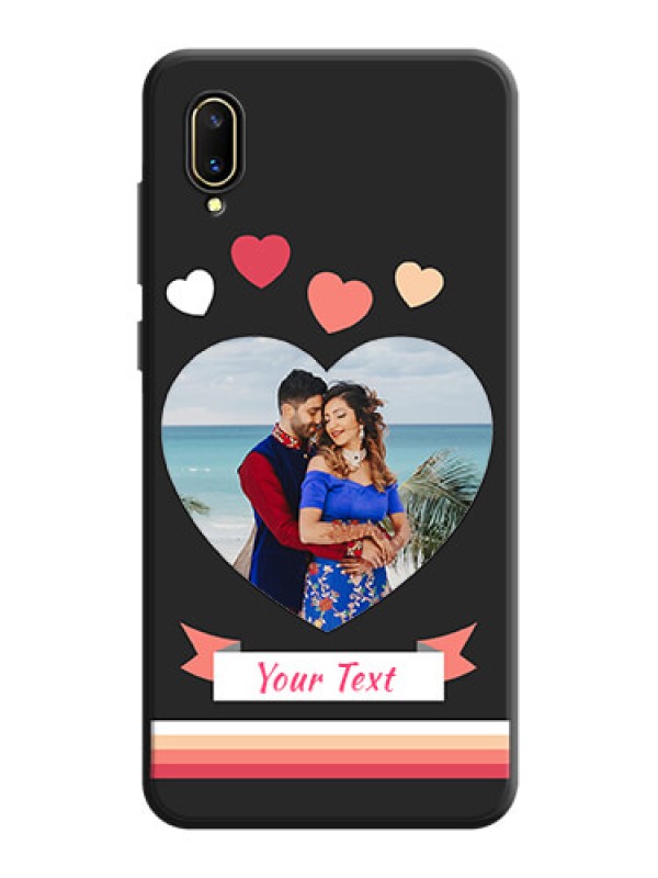 Custom Love Shaped Photo with Colorful Stripes on Personalised Space Black Soft Matte Cases - Vivo V11 Pro