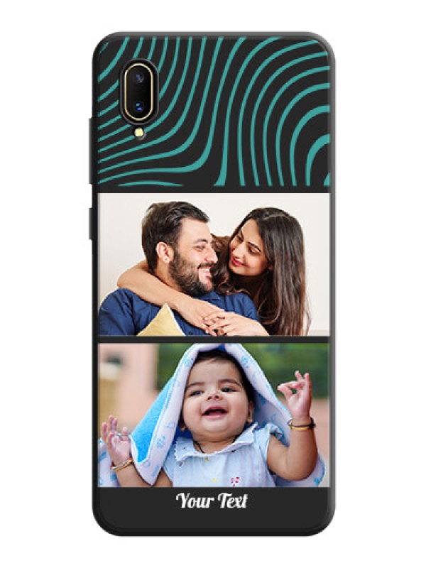 Custom Wave Pattern with 2 Image Holder on Space Black Personalized Soft Matte Phone Covers - Vivo V11 Pro