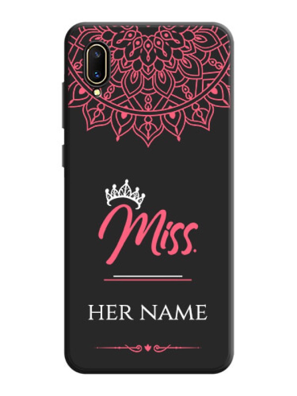 Custom Mrs Name with Floral Design on Space Black Personalized Soft Matte Phone Covers - Vivo V11 Pro