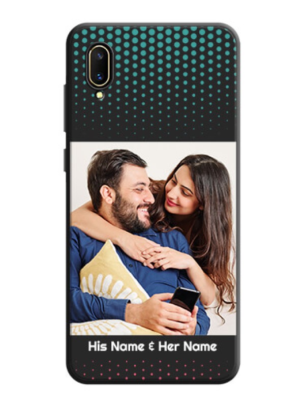 Custom Faded Dots with Grunge Photo Frame and Text on Space Black Custom Soft Matte Phone Cases - Vivo V11 Pro