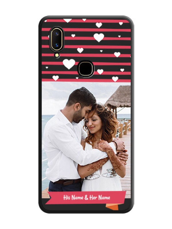 Custom White Color Love Symbols with Pink Lines Pattern on Space Black Custom Soft Matte Phone Cases - Vivo V11