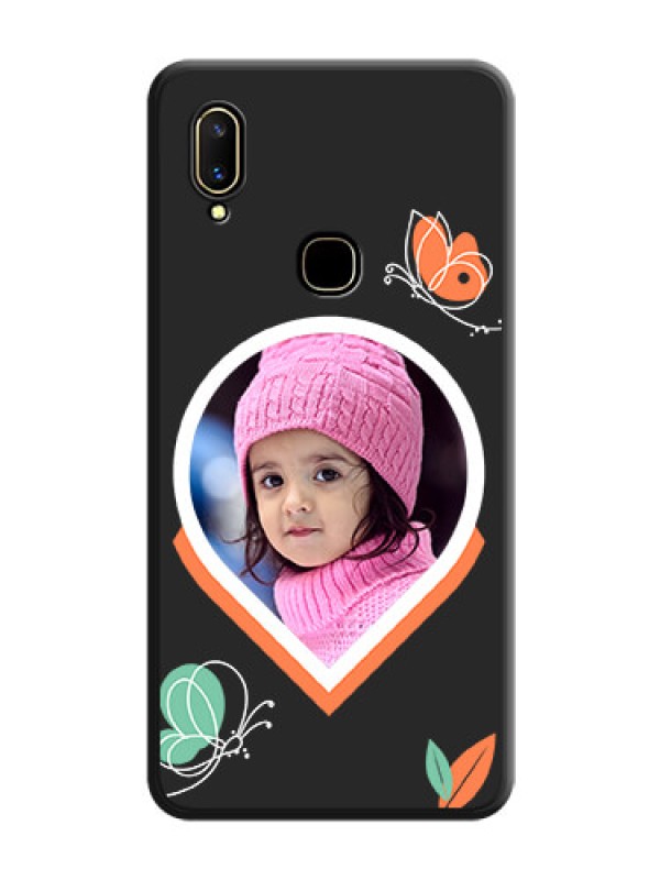 Custom Upload Pic With Simple Butterly Design On Space Black Personalized Soft Matte Phone Covers -Vivo V11