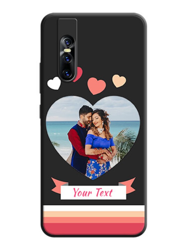 Custom Love Shaped Photo with Colorful Stripes on Personalised Space Black Soft Matte Cases - Vivo V15 Pro
