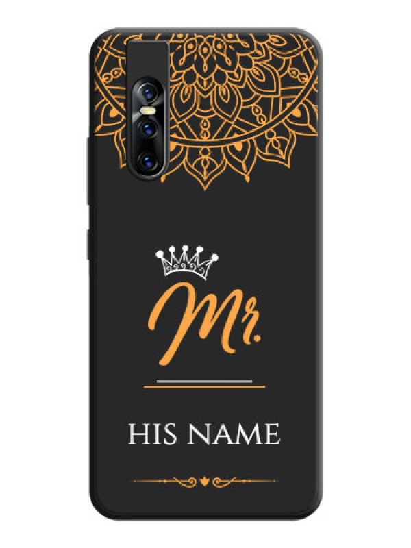 Custom Mr Name with Floral Design  on Personalised Space Black Soft Matte Cases - Vivo V15 Pro
