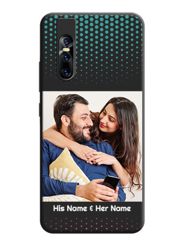 Custom Faded Dots with Grunge Photo Frame and Text on Space Black Custom Soft Matte Phone Cases - Vivo V15 Pro