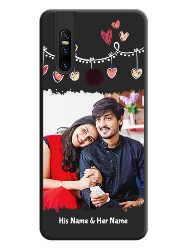 Custom Pink Love Hangings with Name on Space Black Custom Soft Matte Phone Cases - Vivo V15