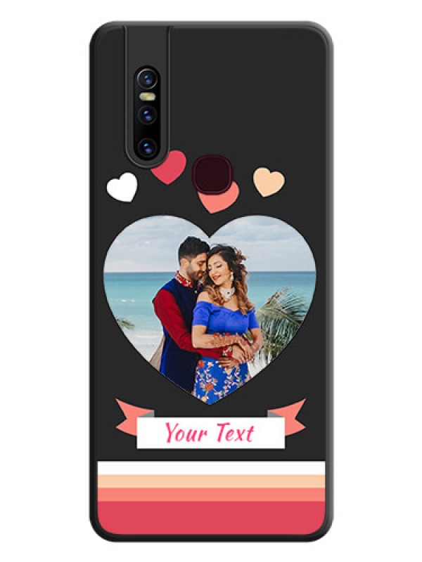 Custom Love Shaped Photo with Colorful Stripes on Personalised Space Black Soft Matte Cases - Vivo V15