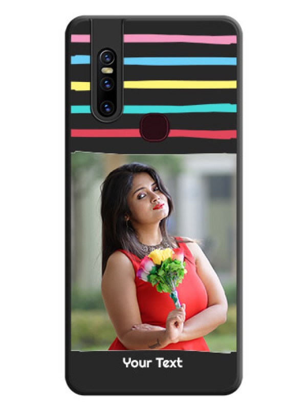 Custom Multicolor Lines with Image on Space Black Personalized Soft Matte Phone Covers - Vivo V15