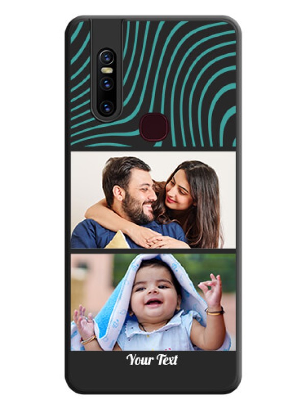 Custom Wave Pattern with 2 Image Holder on Space Black Personalized Soft Matte Phone Covers - Vivo V15