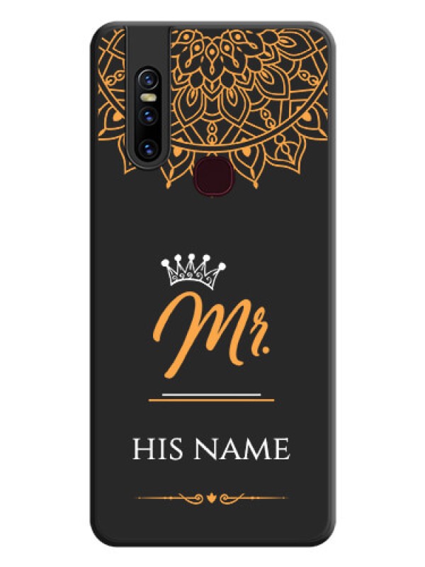 Custom Mr Name with Floral Design  on Personalised Space Black Soft Matte Cases - Vivo V15