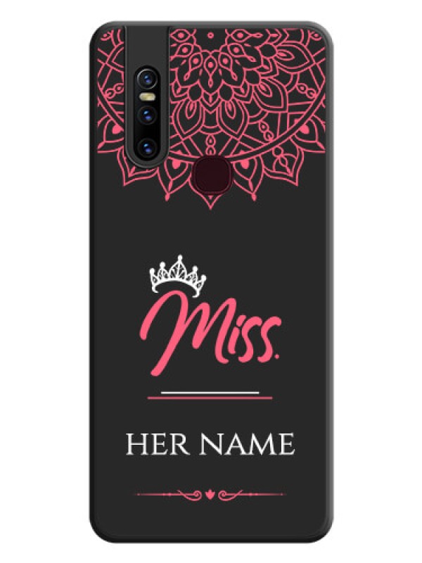 Custom Mrs Name with Floral Design on Space Black Personalized Soft Matte Phone Covers - Vivo V15